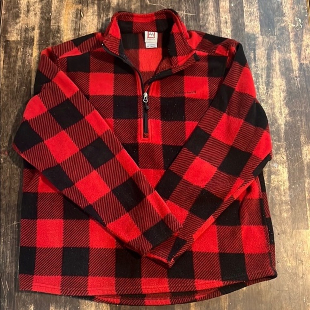 Men's Red and Black Plaid Sweater